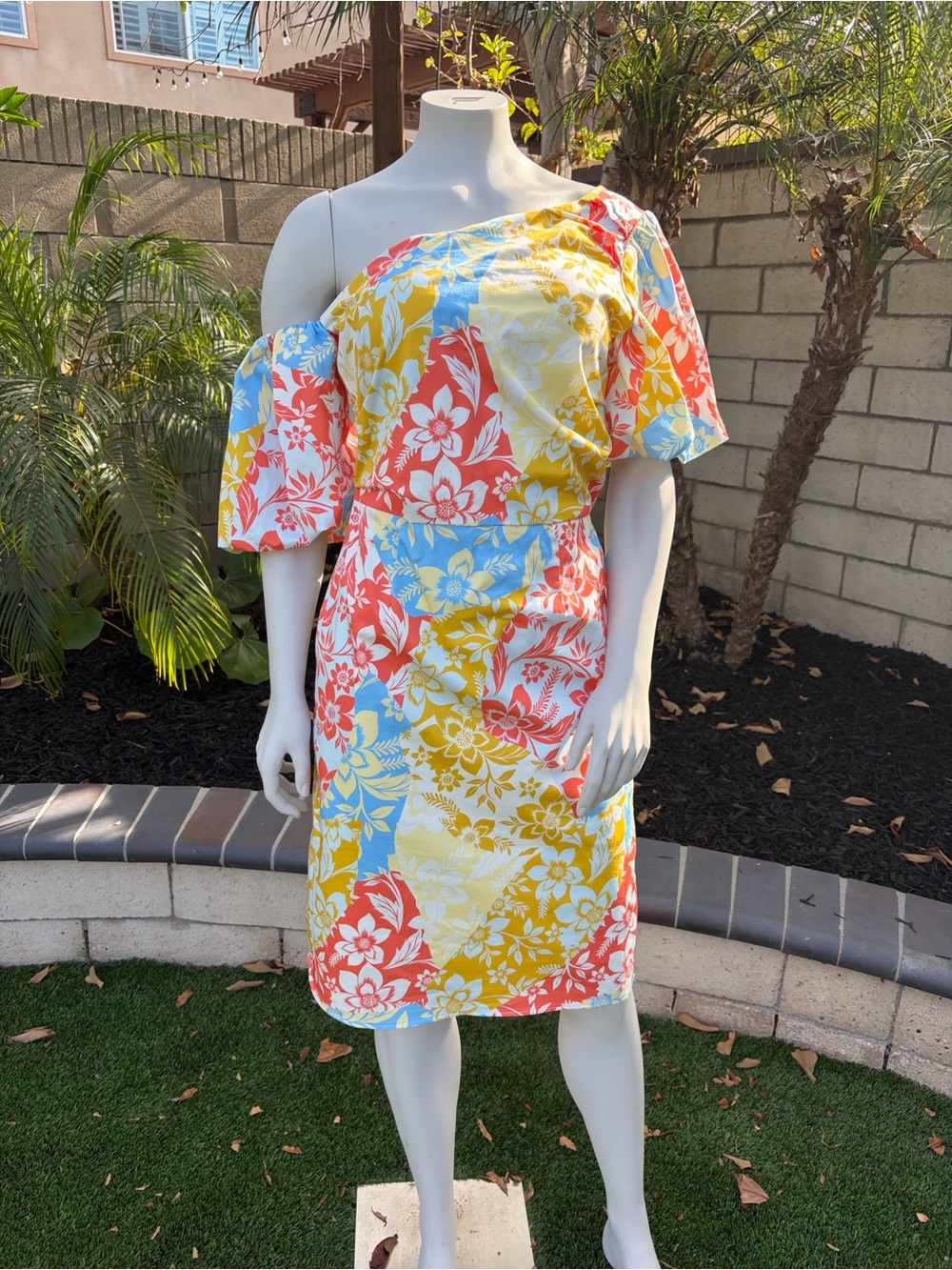 Hunter Bell One-Shoulder Floral Midi Dress in Multicolor